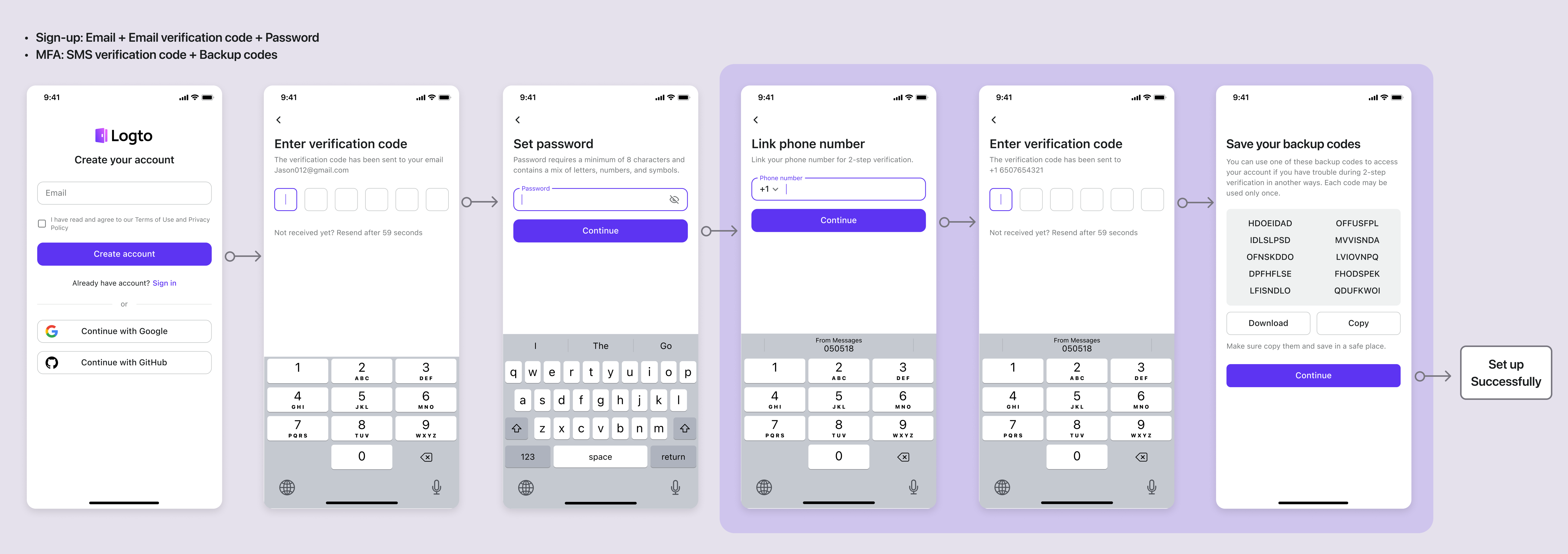 SMS MFA setup flow 1-1